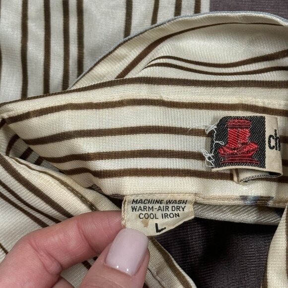 RARE! Vintage 70s 80s Chess King Striped Button Down Shirt Sz L - Picture 13 of 15